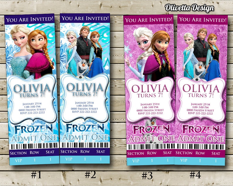 Frozen Invitation for Birthday Party Ticket Vip Pass Admit One Etsy