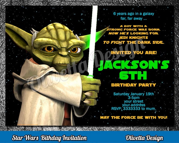 Yoda Invitation, Star Wars Invitation, Star Wars Birthday Invitation, Star Wars Invitation, Printable Yoda Invite, Digital File Il_570xn