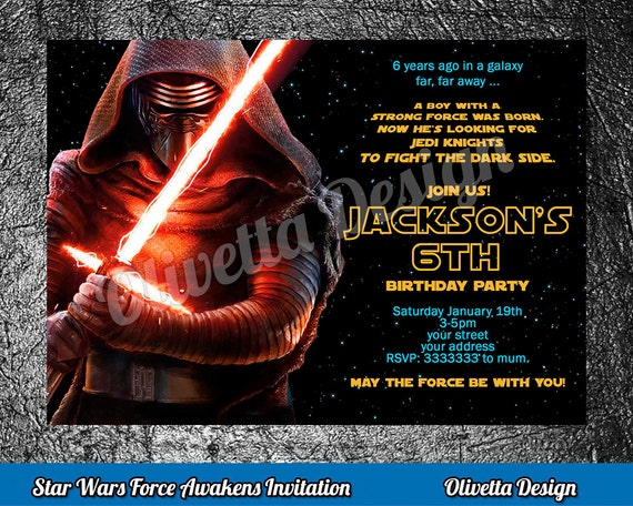 Kylo Ren Invitation, The Last Jedi, Star Wars Birthday Invitation, Star Wars Invitation, Printable New Movie Invite, Star Wars Il_570xn