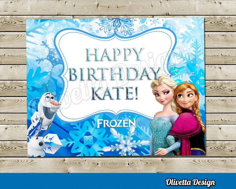 Disney Frozen Happy Birthday Sign Welcome Sign with Custom image 0.