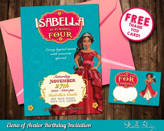Princess Elena of Avalor Invitation, Elena Invitation, Printable Elena of Avalor Invitation, Digital File, turquoise - Customized Il_570xn