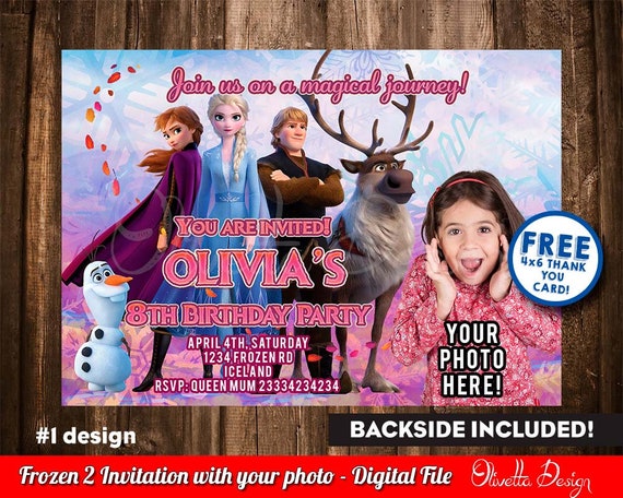 Frozen Fever Invitation for Birthday Party with photo, Frozen Printable, Frozen Invitation Customized Thank You Card Inluded! - Digital File Il_570xn