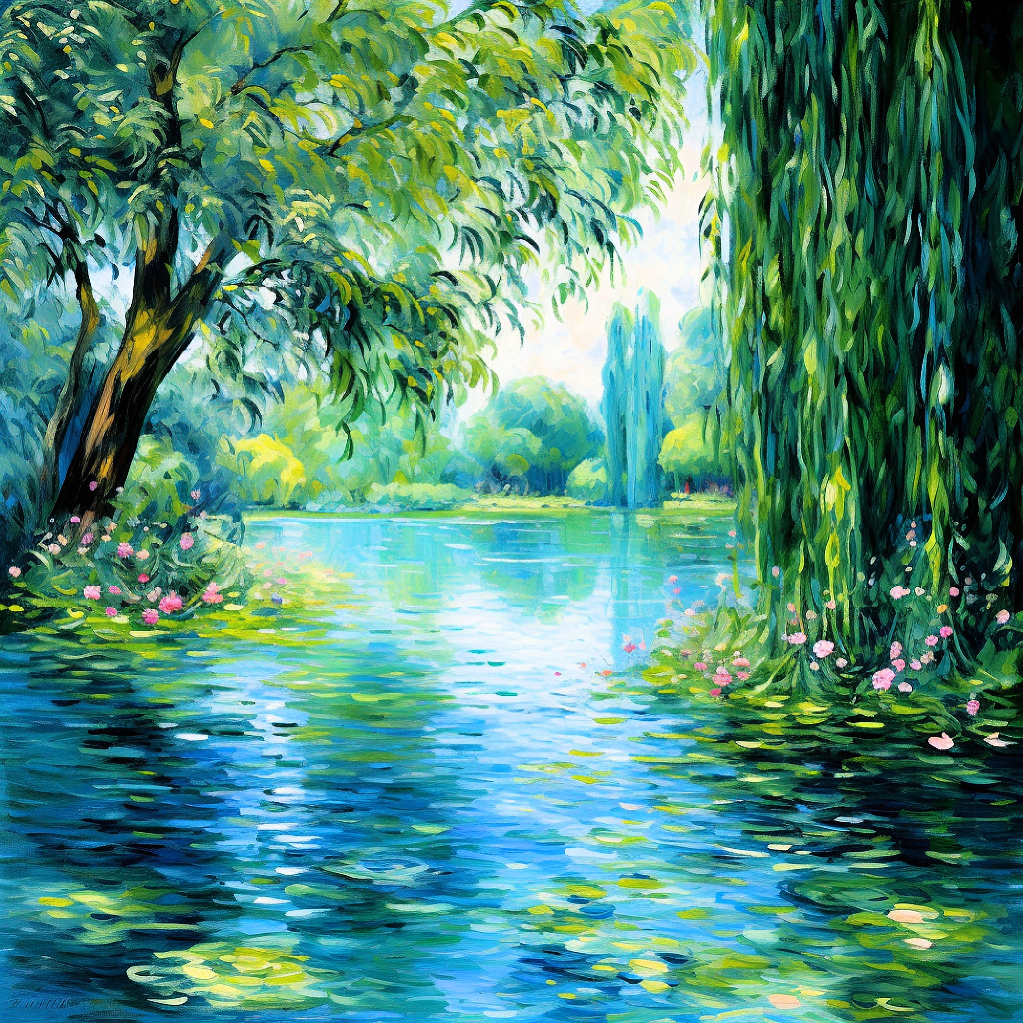 Weeping Willows at Twilight. Printable Wall Art, Printable