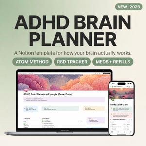 ADHD Brain Planner Notion Template | Executive Dysfunction, Time Blindness (Digital Download)
