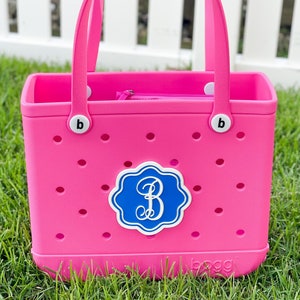 Custom Single Letter Monogrammed Bag Charm, Water Resistant Bogg Bag Accessories, Pool Bag, Beach Bag