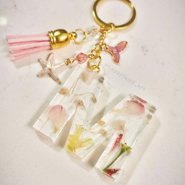 Letter bag charm with leather tassel 2 charms & Swarovsky Etsy