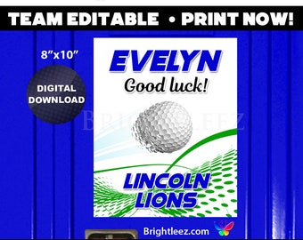 Personalized Golf Locker Sign and Hotel Door Sign for Team with Action Wave - Instant Download LK-GO27