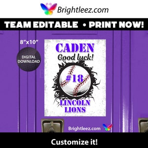 Personalized Baseball Locker Sign and Hotel Door Sign in Sketch Grunge Style - Instant Download LK-BB53