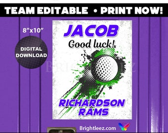 Personalized Golf Locker Sign and Hotel Door Sign in Grunge Style for Golf Team Gift - Instant Download LK-GO33