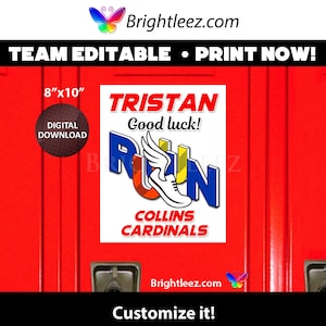 Personalized Track and Cross Country Locker Sign and Hotel Door Sign with Run and Winged Shoe - Instant Download LK-CC49
