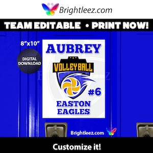 Personalized Volleyball Locker Sign and Hotel Door Sign in Logo Style - Instant Download LK-VB116