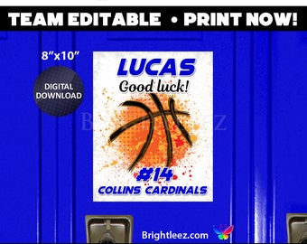 Personalized Basketball Locker Sign and Hotel Door Sign in Grunge Splash Paint Style - Instant Download LK-BK157