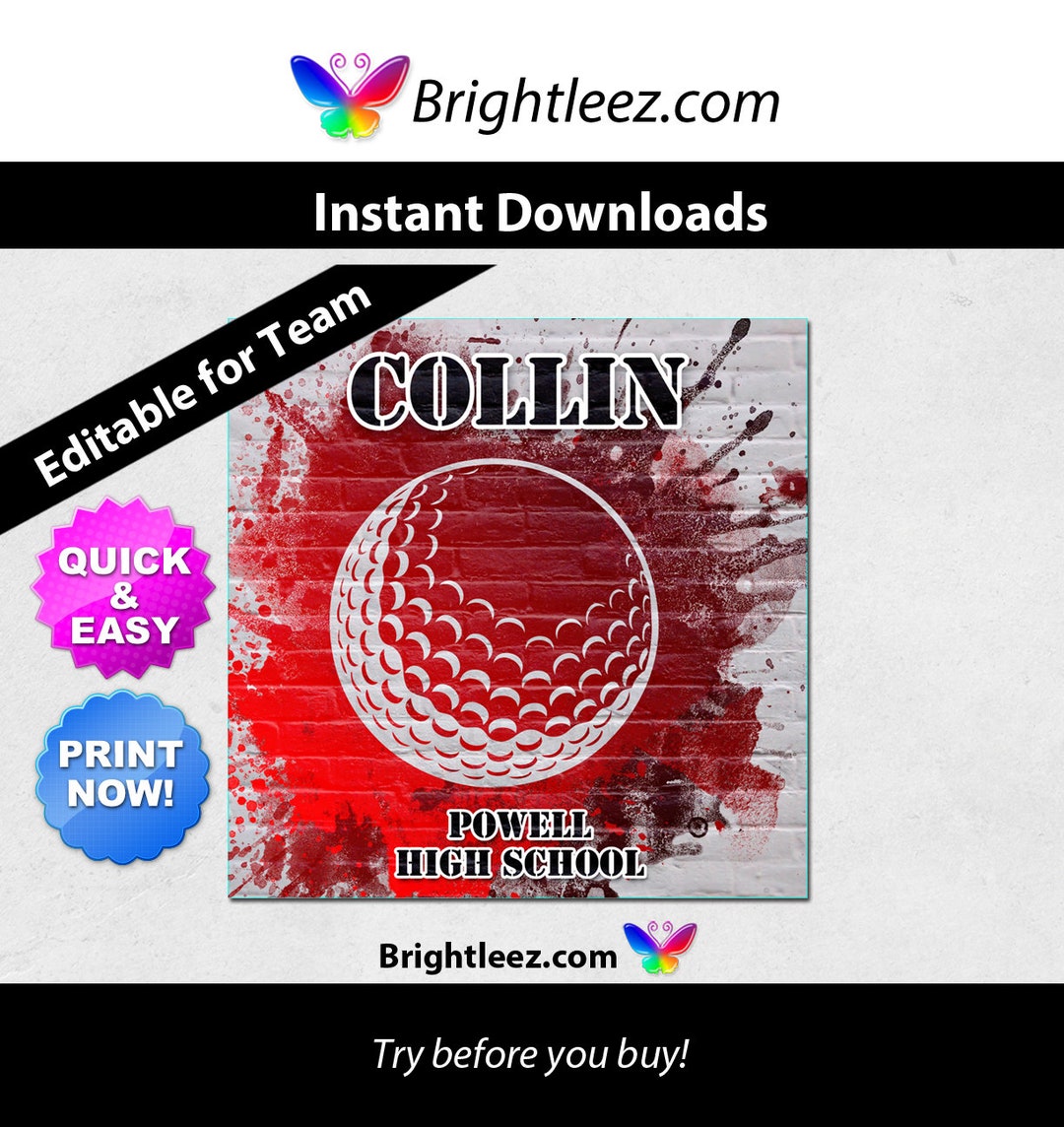 Golf Locker Decorations and Door Signs Template With Ball and Etsy