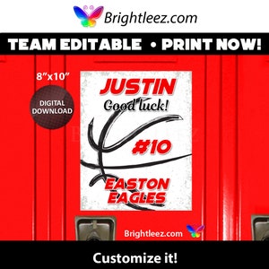 Personalized Basketball Poster, Locker Sign and Hotel Door Sign with Grunge Basketball Sketch - Instant Download LK-BK141