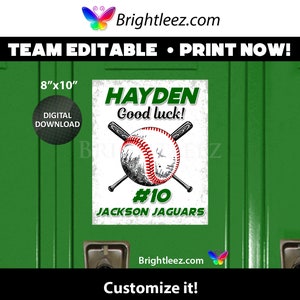 Personalized Baseball Locker Sign and Hotel Door Sign in Grunge Style - Instant Download LK-BB48