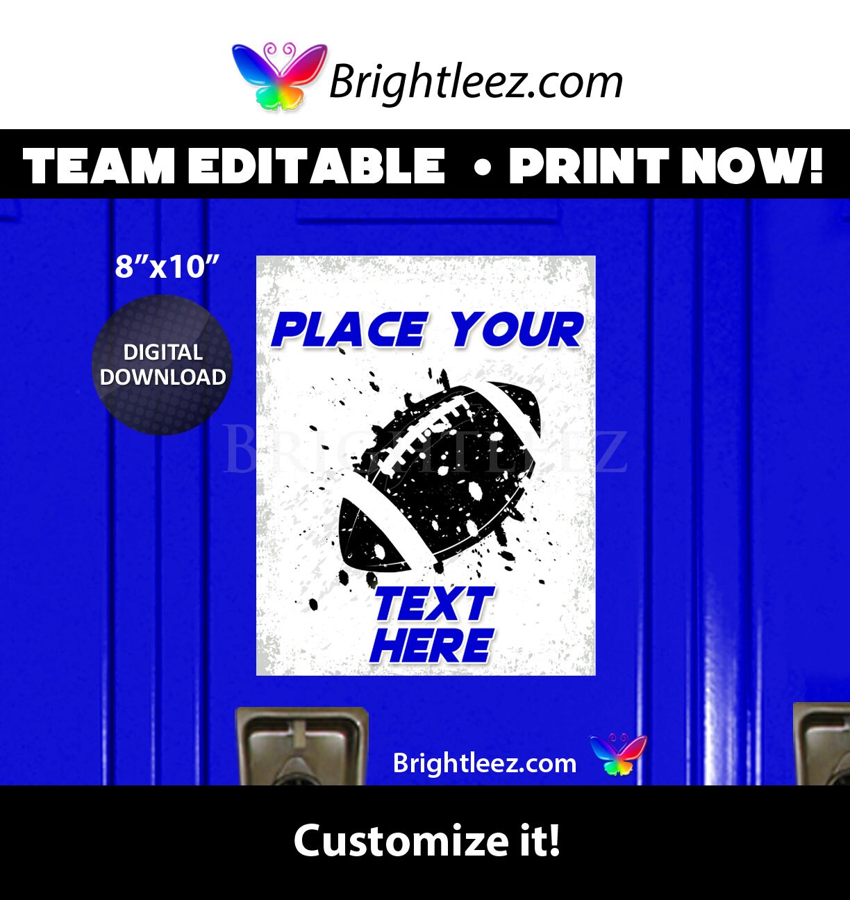 Personalized Football Poster Locker Sign and Hotel Door Sign Etsy