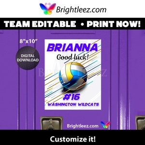 Personalized Volleyball Locker Sign and Hotel Door Sign in Action Style - Instant Download LK-VB115