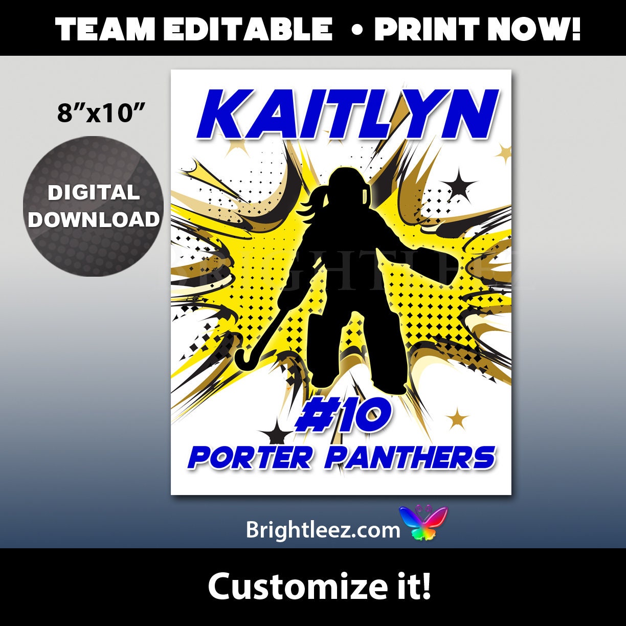 Field Hockey Goalie Poster Locker Sign and Hotel Door Sign Etsy