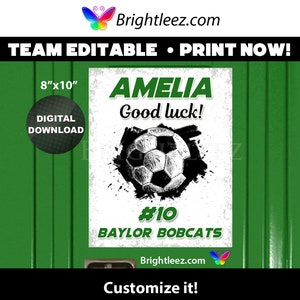 Personalized Soccer Locker Sign and Hotel Door Sign in Grunge Paint Splash Style - Instant Download LK-SO122