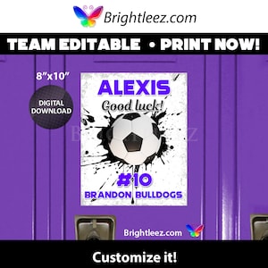 Personalized Soccer Locker Sign and Hotel Door Sign in Splash Paint Style - Instant Download LK-SO116