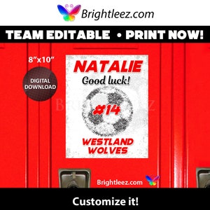 Personalized Soccer Locker Sign and Hotel Door Sign in Grunge Style - Instant Download LK-SO115