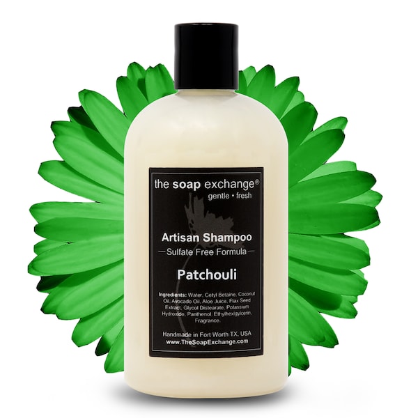 Patchouli Natural Shampoo, Hair Care, Artisan Handmade, Sulfate Free, Paraben Free, The Soap Exchange