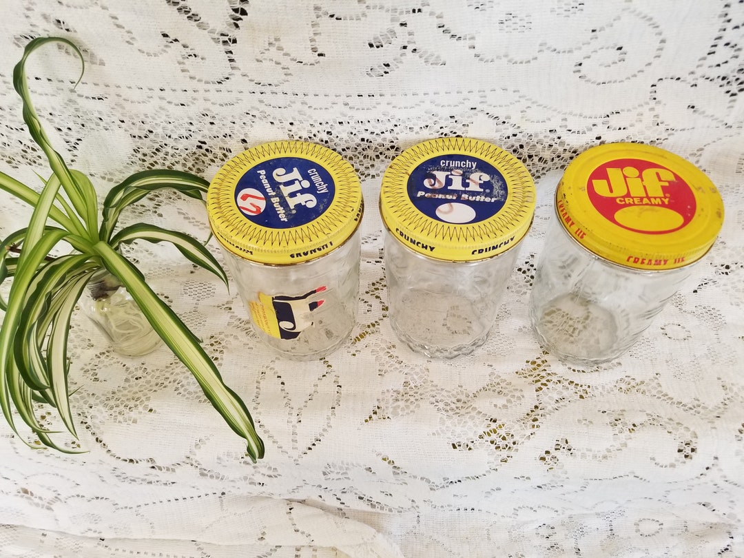 Vintage 1960s Glass Jars Jif Peanut Butter Jars Creamy and Etsy