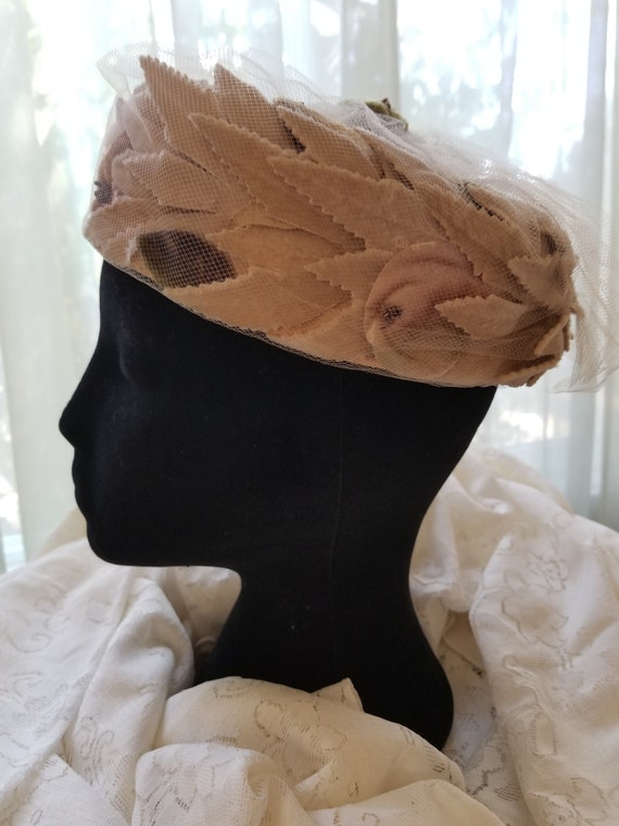 Vintage pillbox hat, Clover lane vintage hat, hat