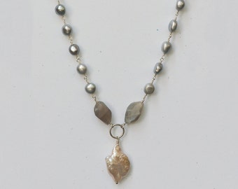 Platinum Pearl Necklace