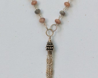 Moonstone Long Tassel Necklace