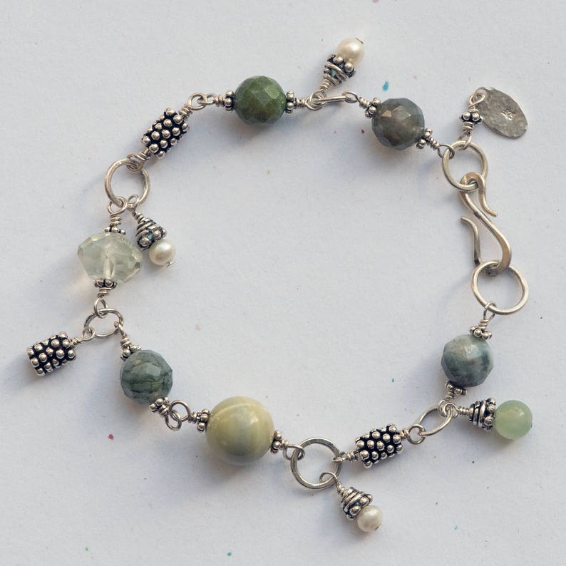 Green Gemstone Charm Bracelet