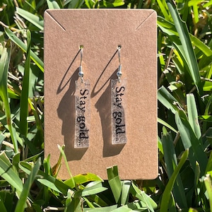 The Outsiders Earrings, Stay Gold Earrings, The Outsiders, S.E. Hinton, Book Earrings, Movie Earrings, Musical Earrings, Book Jewelry