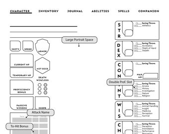 Form Fillable Druid Specific D D Character Sheet Printable Etsy