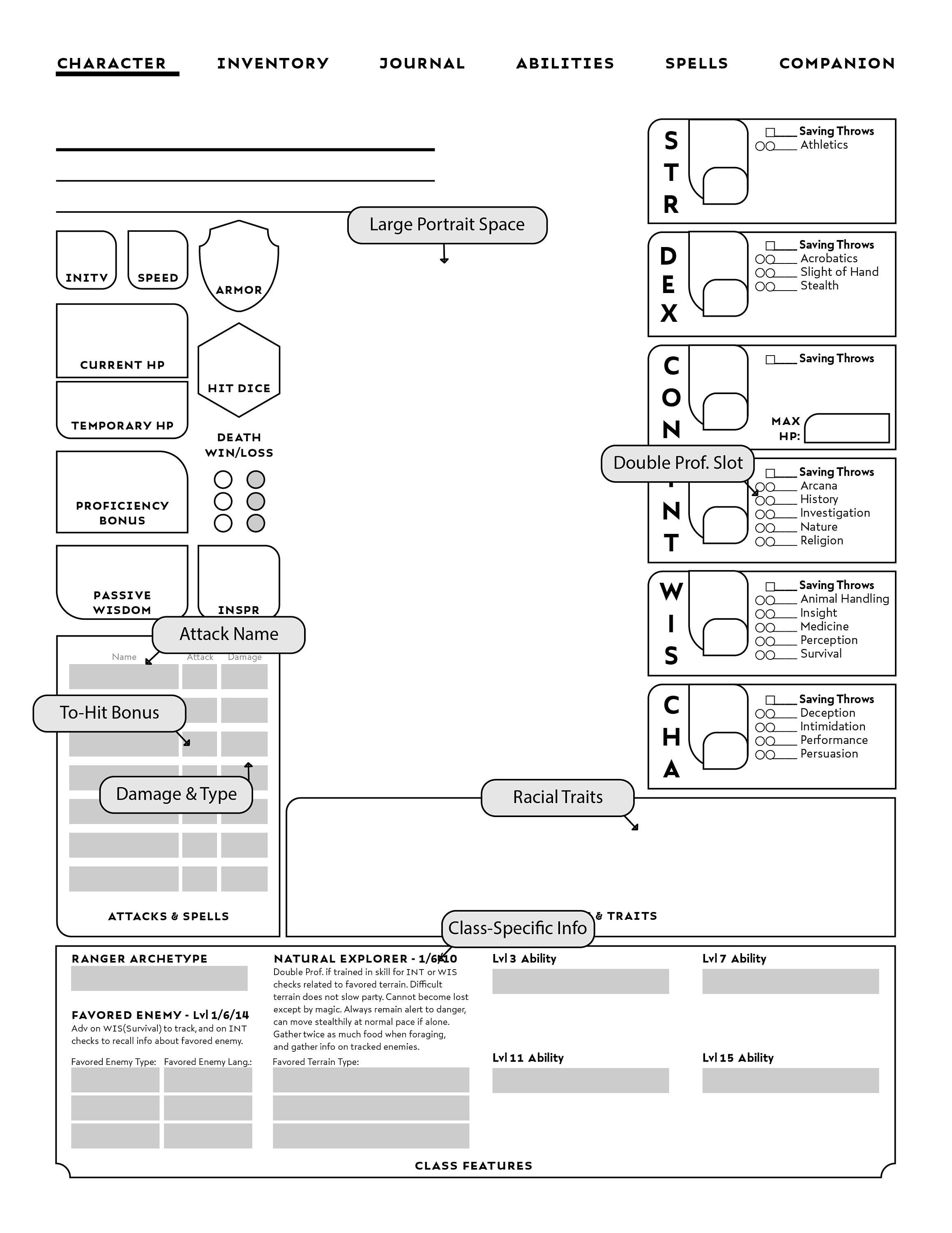 New Form Fillable Ranger Specific D D Character Sheet Etsy Canada
