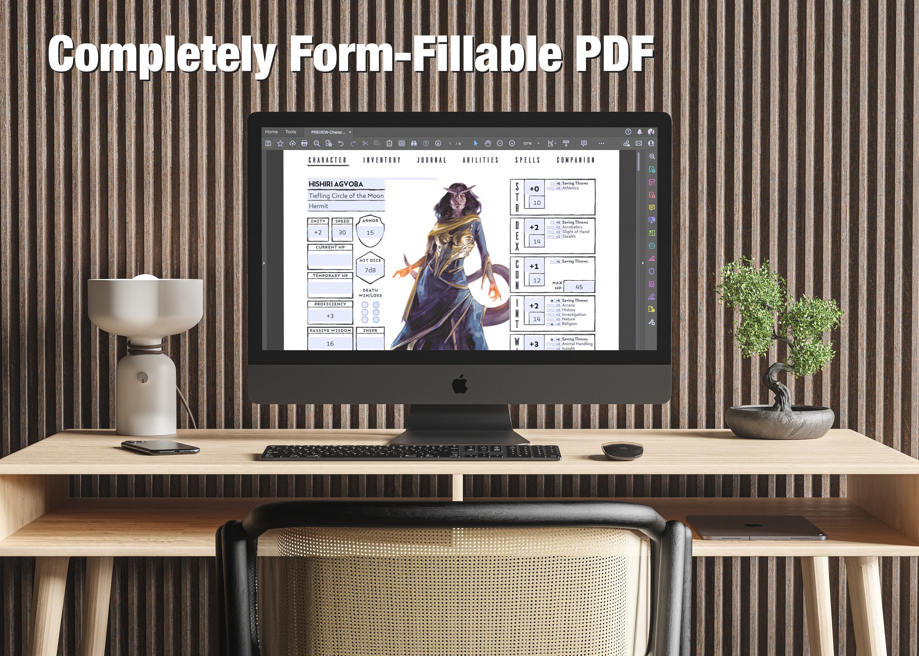 Character Sheet for D&amp;d 5E // Form-fillable - Etsy