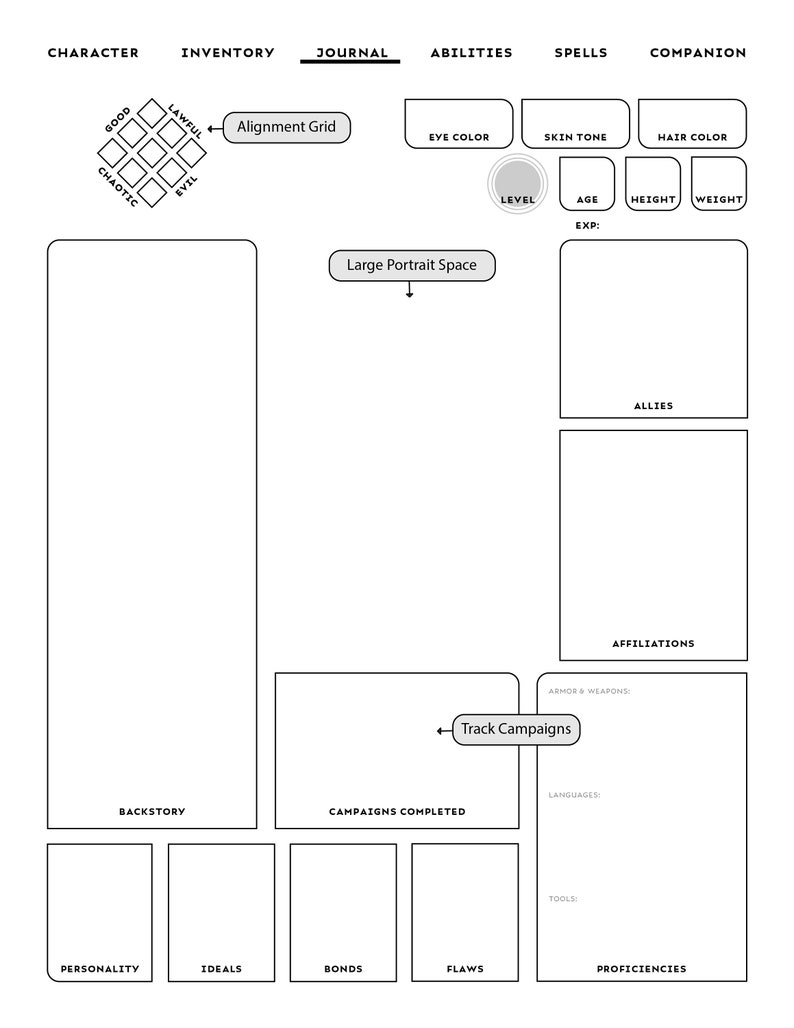 Form-Fillable BARBARIAN-SPECIFIC D&amp;D Character Sheet // | Etsy