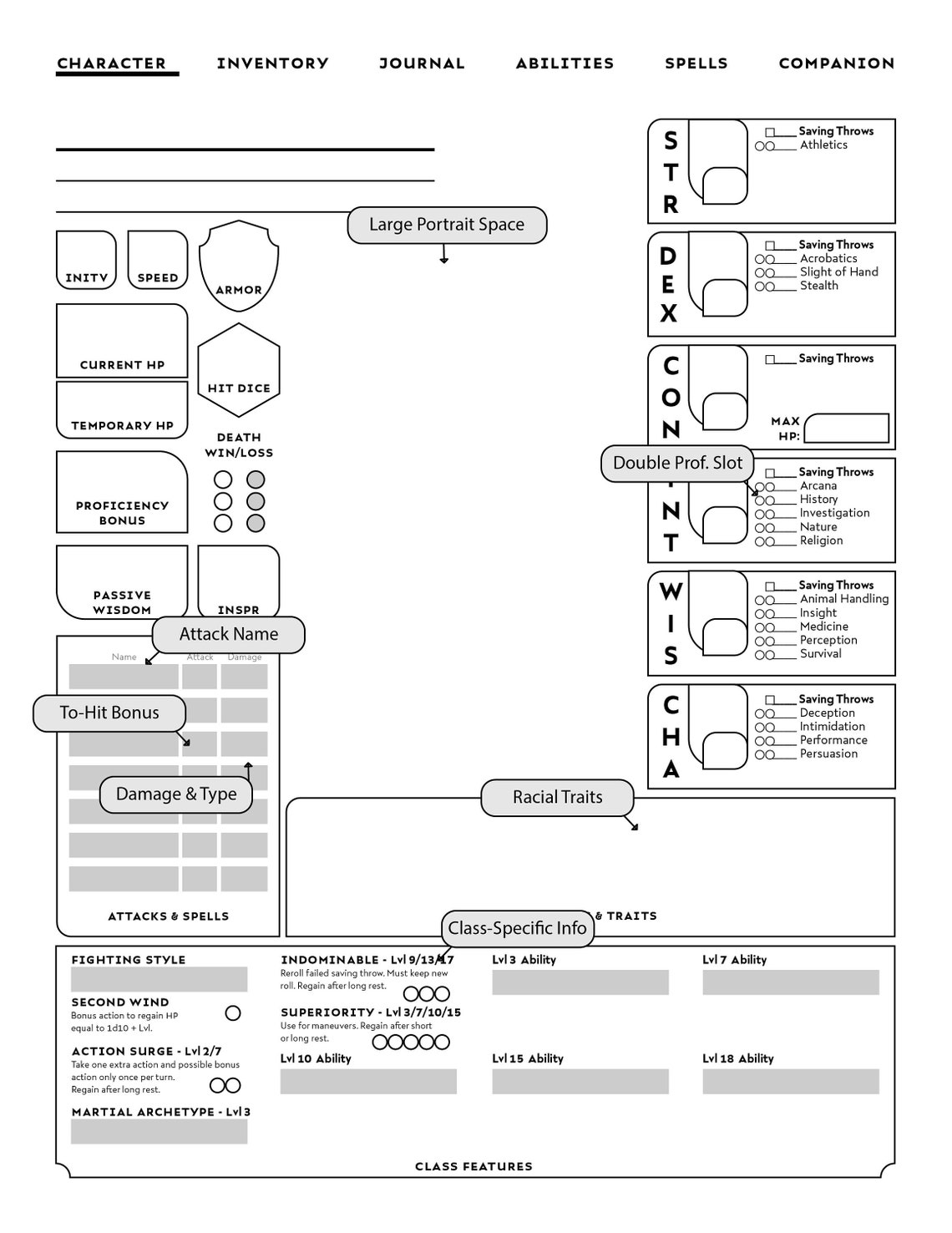 Form-fillable FIGHTER-SPECIFIC D&amp;D Character Sheet // | Etsy