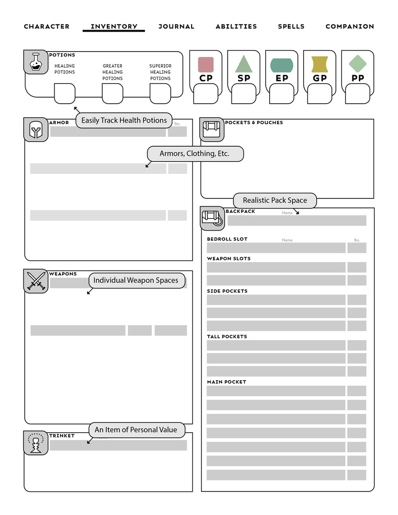 Form-Fillable BARBARIAN-SPECIFIC D&amp;D Character Sheet // | Etsy