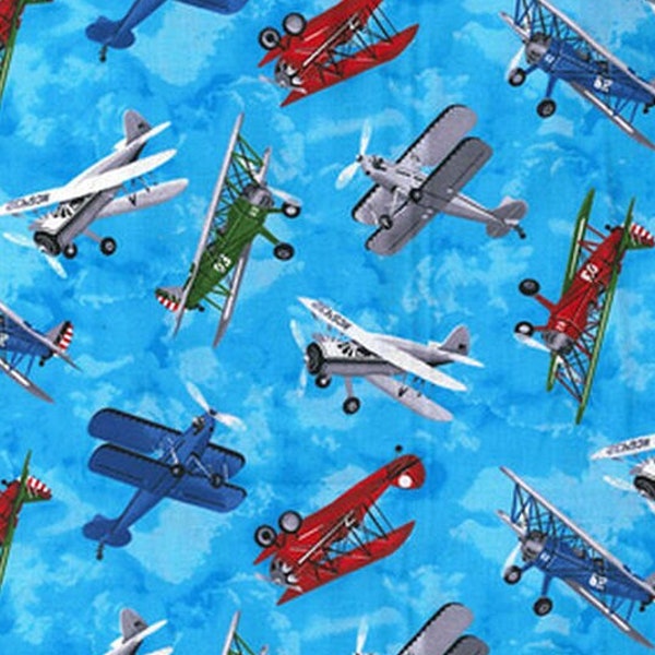 Old Airplanes Fabric - Aviation - Flight - Maps - Bi-planes - Historic - Wright Brothers - Vintage Planes - 100% Lightweight Cotton