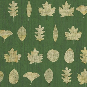 Woodland Leaves Fabric - by Michael Mullan - Forest - Weathered Look - 100% Lightweight Cotton