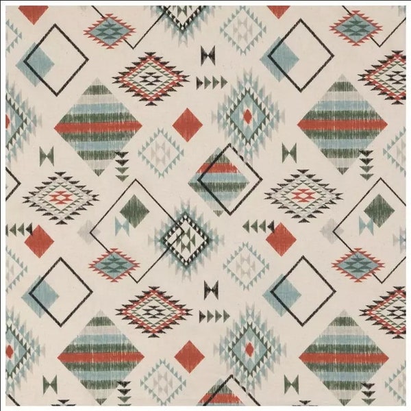 Western Tribal Print Fabric - Native American - Indians - Reservations - Cowboys - Horses - Ranch - Southwestern - 100% Cotton Canvas