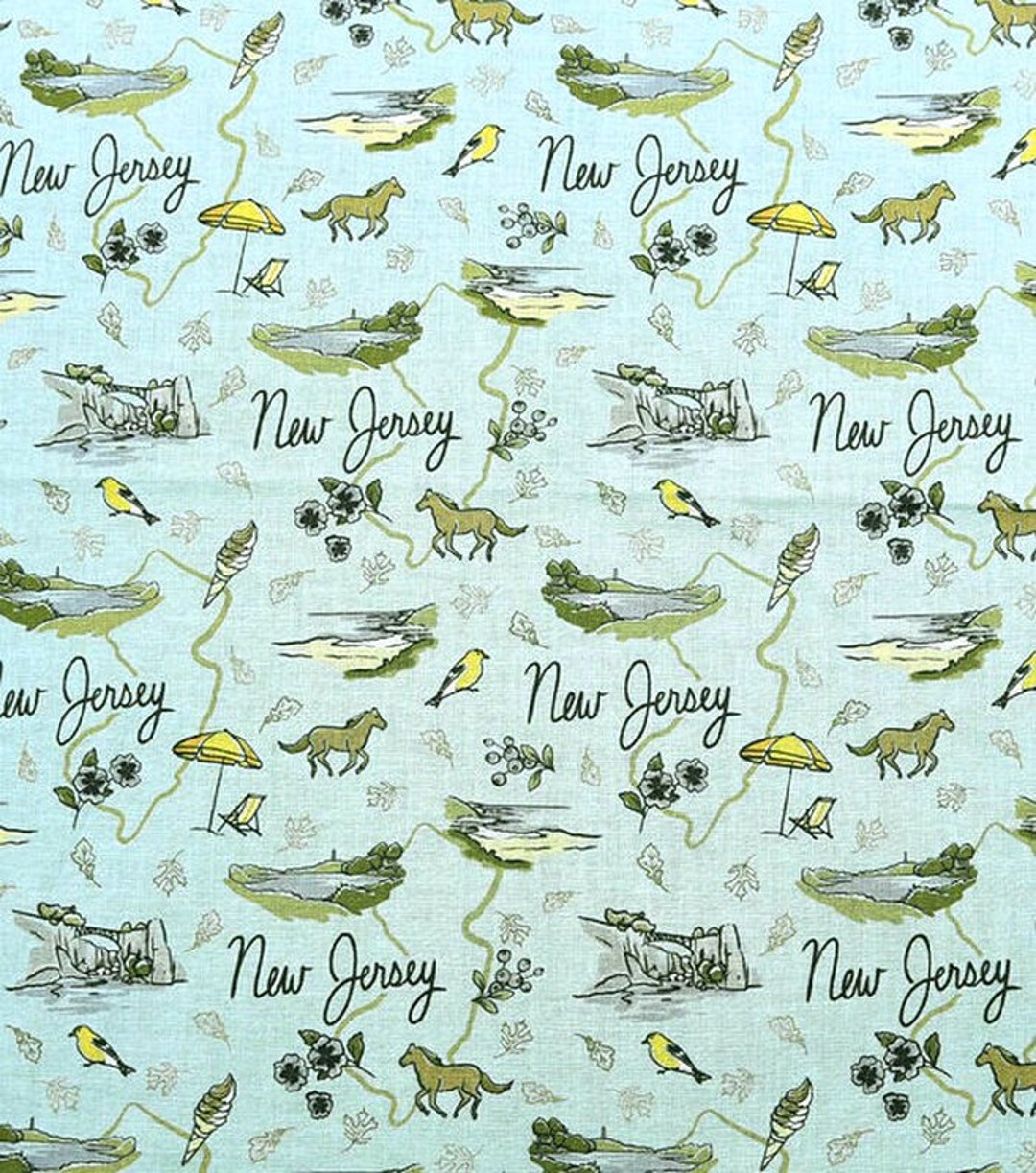 Vintagestyle New Jersey Fabric the Garden State Newark Etsy