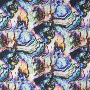 May include: Abstract pattern with swirling lines and colors in shades of blue, green, pink, and yellow on a white background.