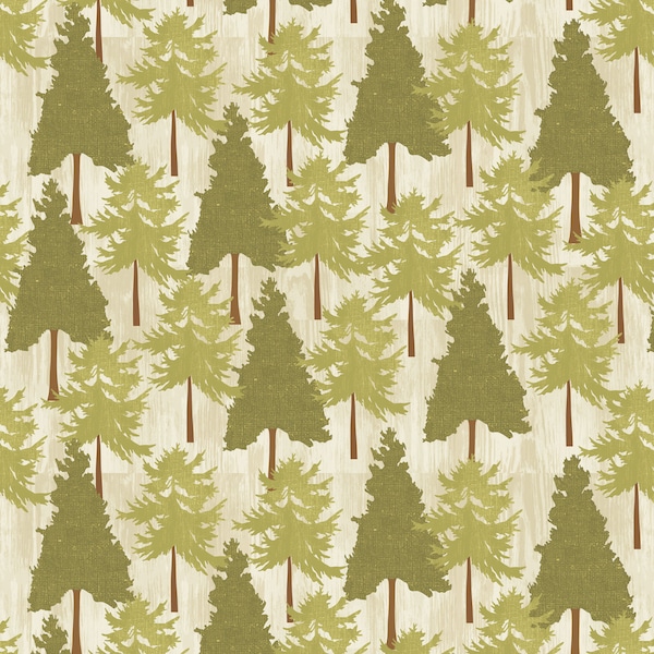 Tree Forest Fabric - Wilderness - Forest - Outdoors - Pine Trees - Woodlands - Nature Fabric - 100% Lightweight Cotton