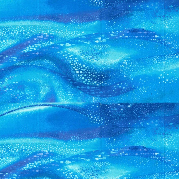 Last Yard - 35 inches, Ocean Bubbles & Waves Fabric - Seashore Blue - Tidal Waves - Beach - Tropical Water Fabric - 100% Lightweight Cotton