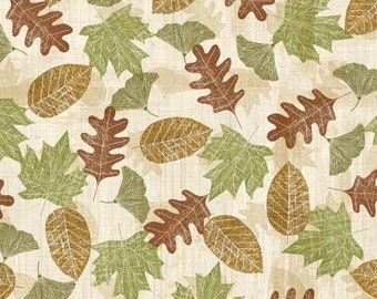 Woodsy Leaves Fabric - Forest - Trees - Foliage - Autumn - Nature - Outdoors - 100% Lightweight Cotton