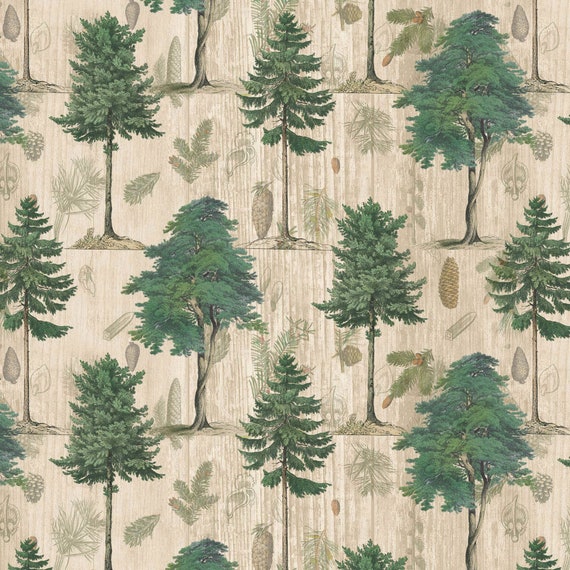 Cotton Quilt Fabric Country Journey Trailing Vines Forest Green