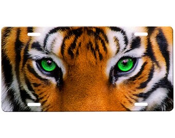 ORANGE TIGER ZEBRA PRINT CUSTOM PERSONALIZED WITH YOUR TEXT License Plate Frame