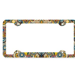 Boho Style License Plate Frame with Custom Background Options