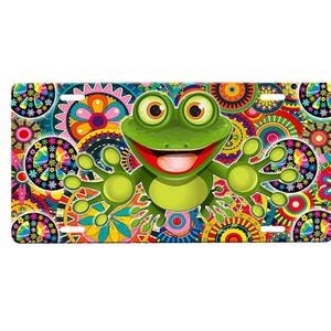 Frog Front License Plate with Custom Background Options
